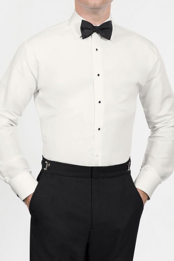 Ivory Plain Front Tuxedo Shirt | Tuxedo Corner